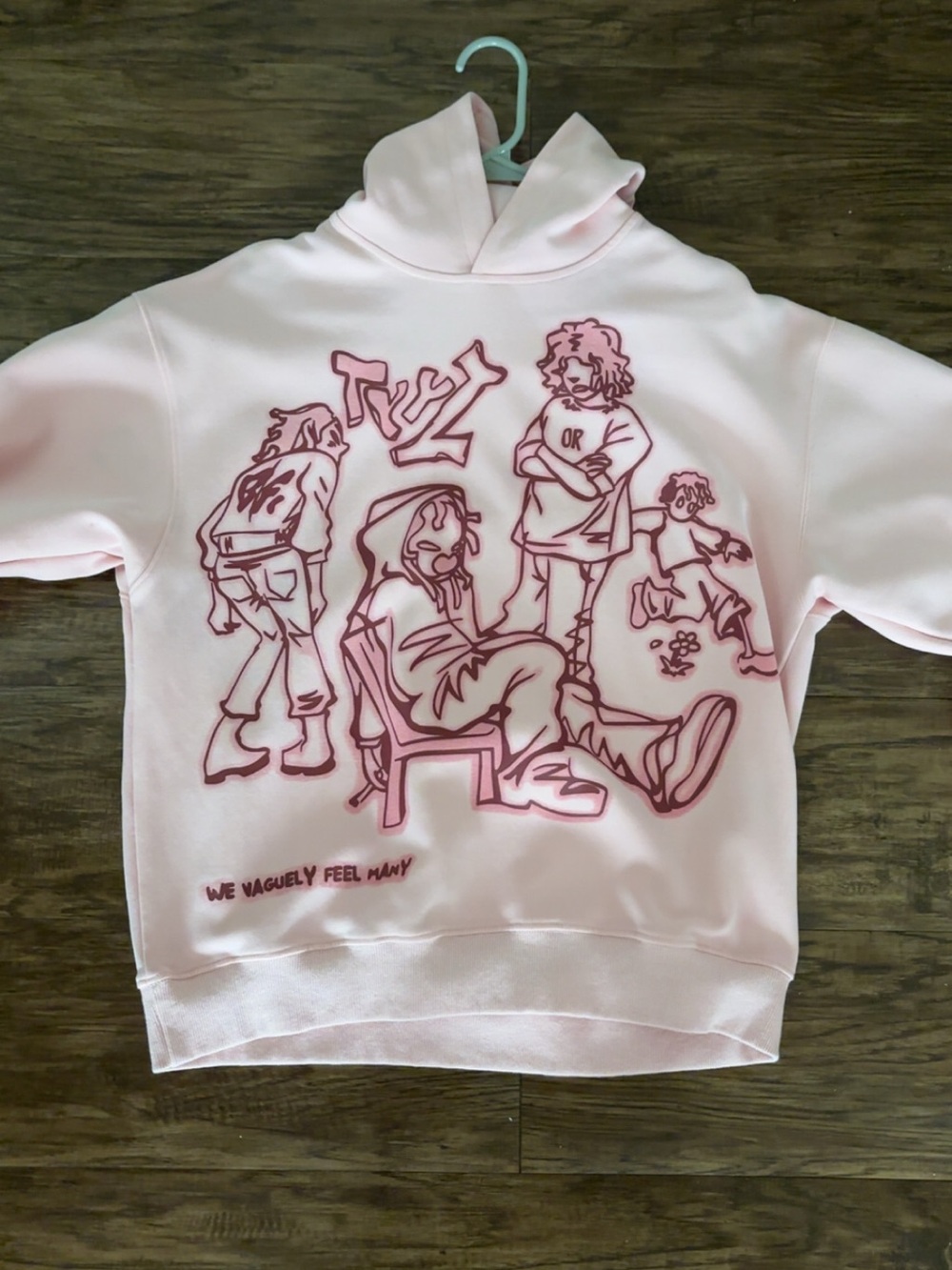 Amazon Pink Graphic Hoodie with Maroon Line Art